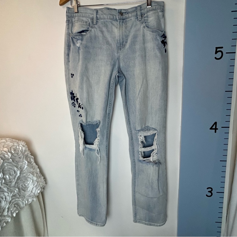 Old Navy Boyfriend Straight Droit Light Washed Distressed Jeans 8